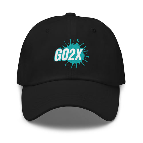 GO2X lacrosse dad hat, adjustable in Black, front view
