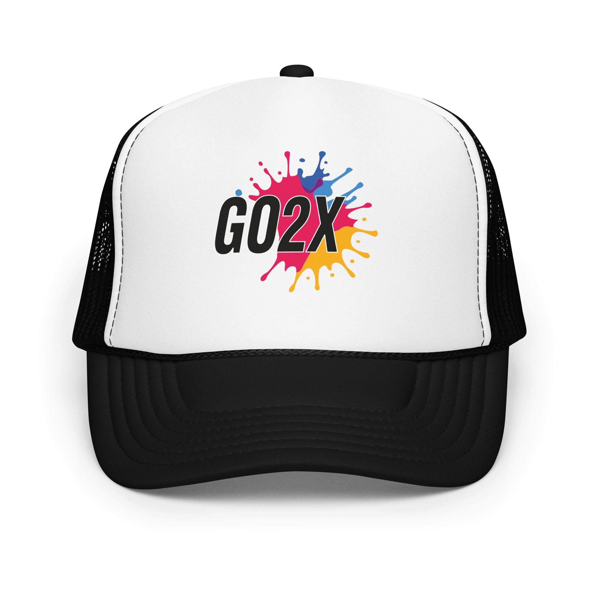 GO2X foam front lacrosse trucker hat with the full-color logo and mesh back