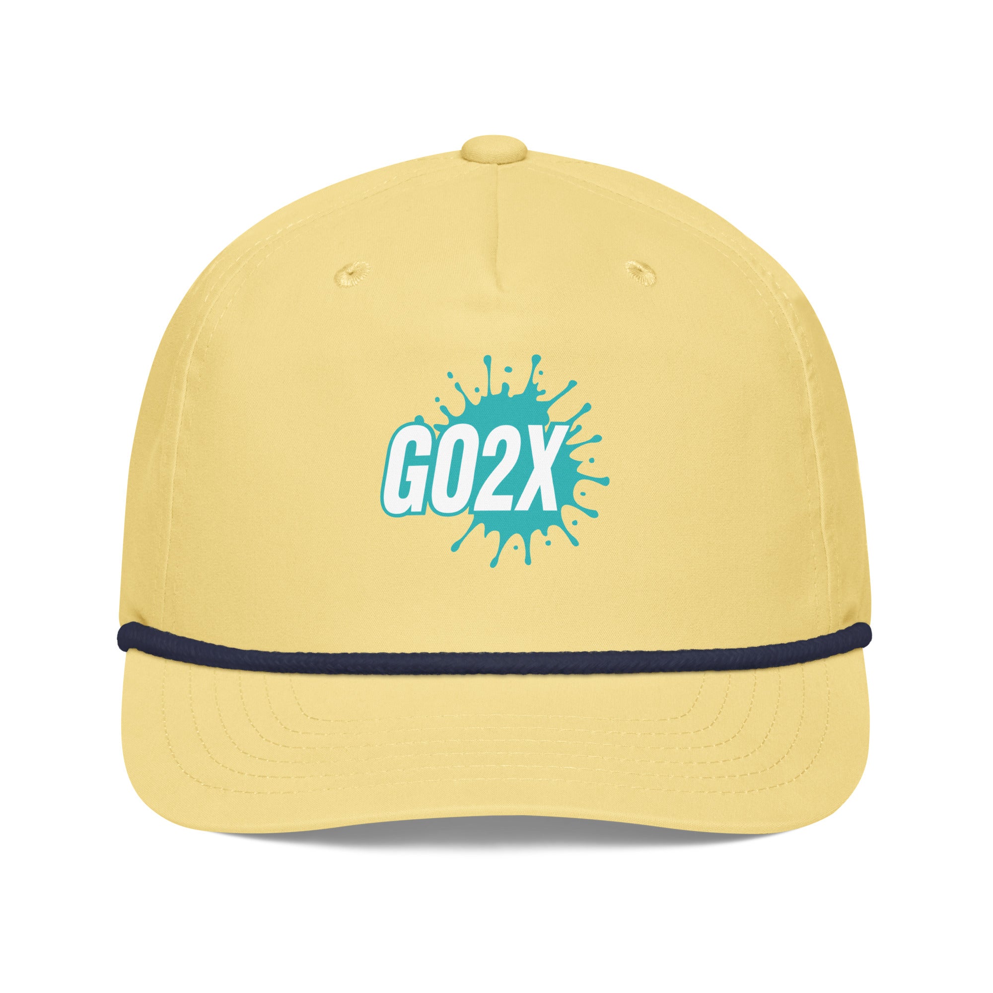 GO2X golf-style lacrosse rope cap with a braided rope front and embroidered logo