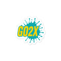 GO2X lacrosse vinyl sticker with the logo in yellow and green