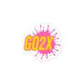 GO2X lacrosse vinyl sticker with the logo in yellow and pink