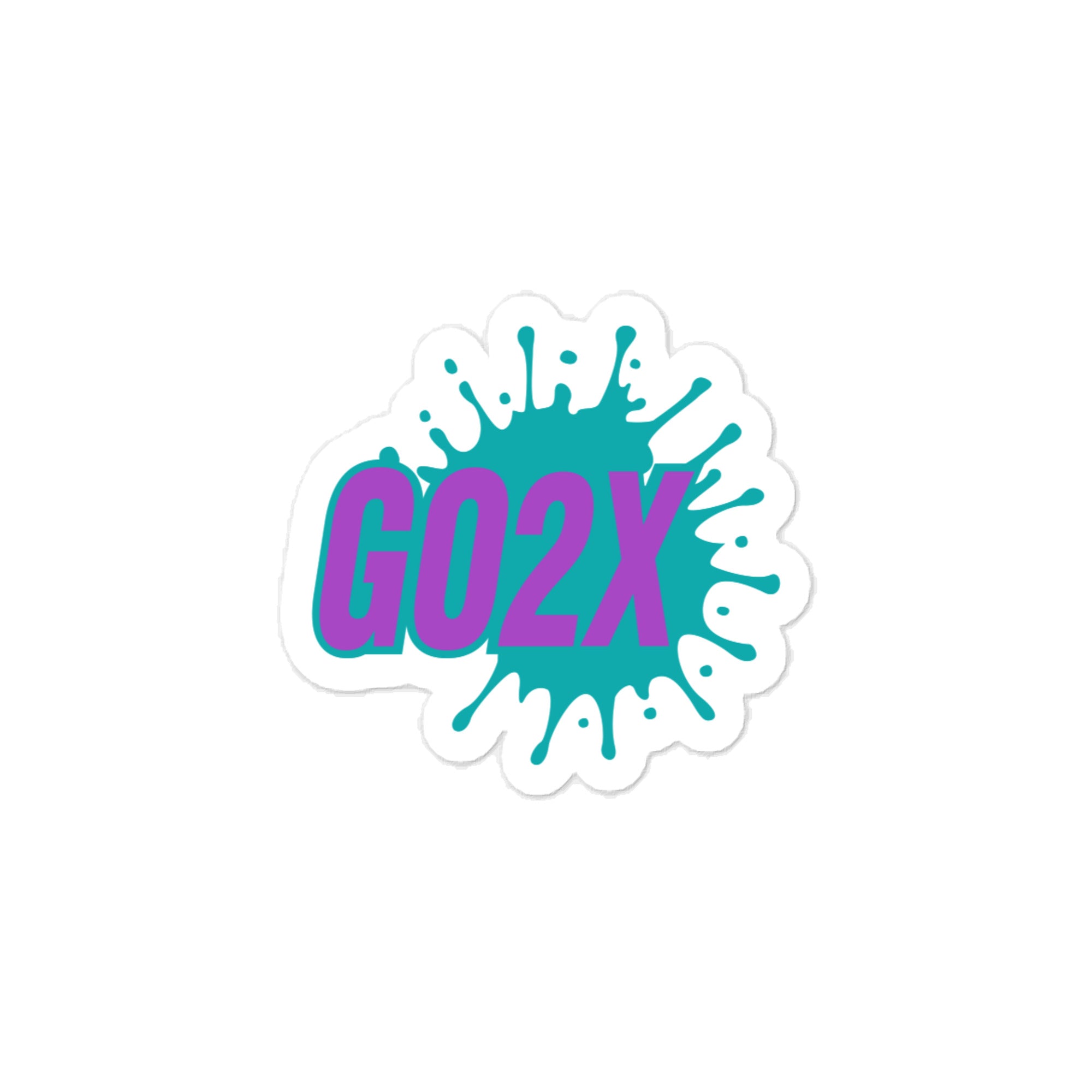 GO2X lacrosse vinyl sticker with the logo in purple and green