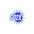 GO2X lacrosse vinyl sticker with the logo in blue and white