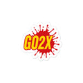 GO2X lacrosse vinyl sticker with the logo in red and yellow