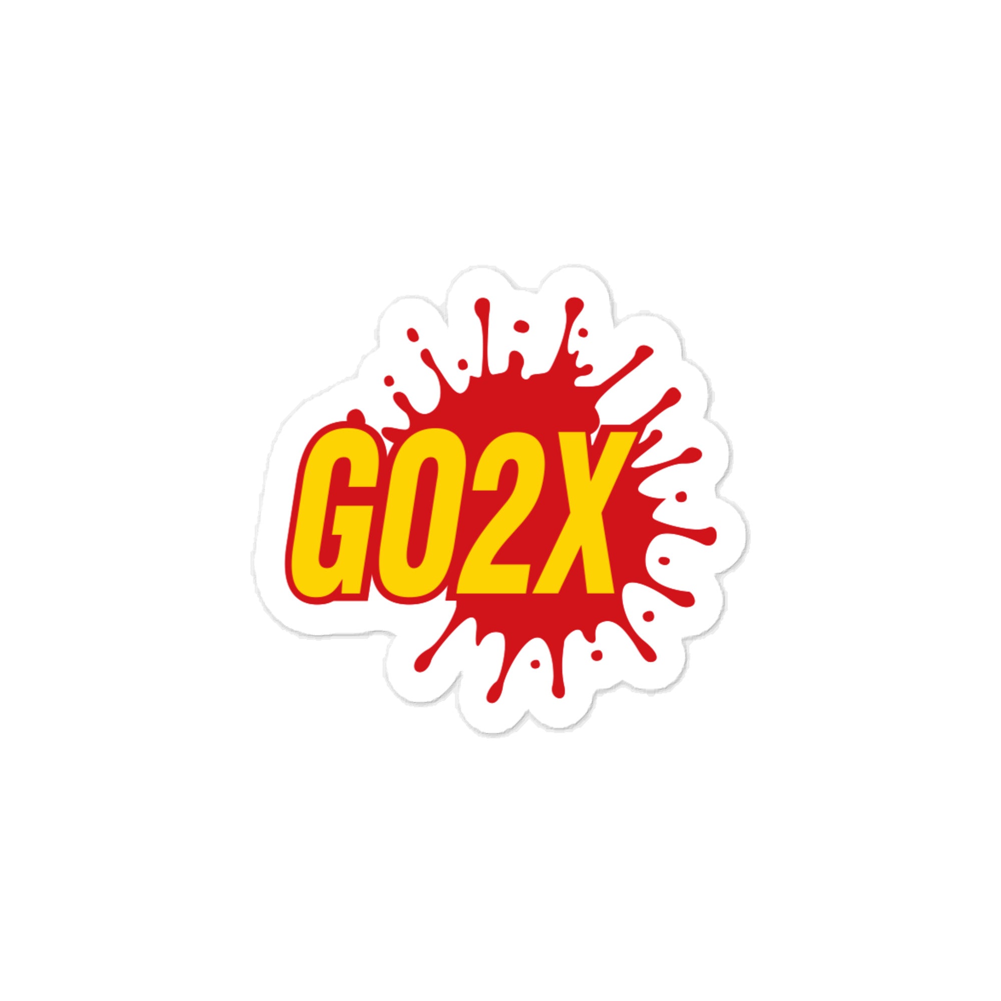 GO2X lacrosse vinyl sticker with the logo in red and yellow
