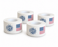 Lacrosse stick tape rolls in the American flag design with the GO2X logo in blue