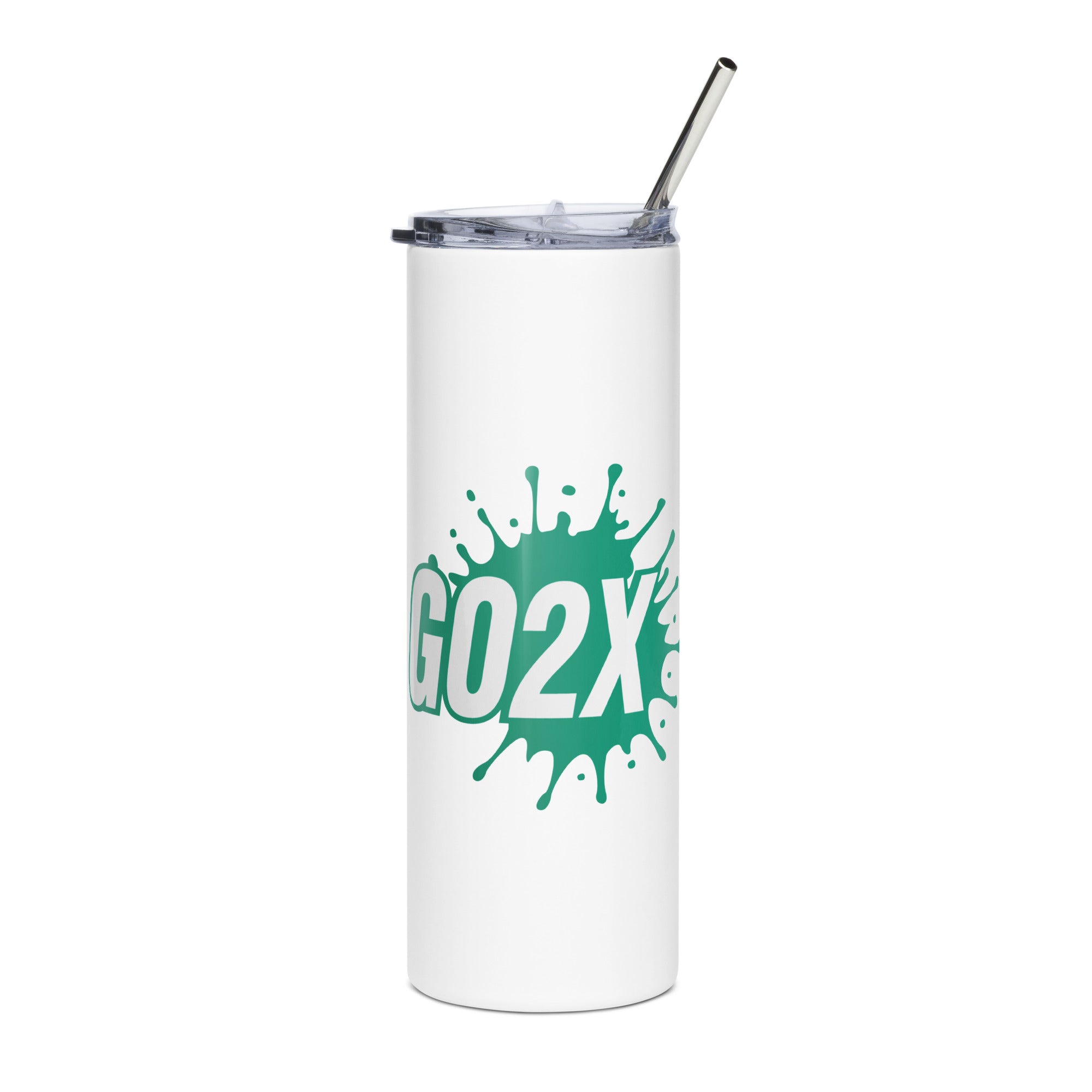 GO2X 20 oz stainless steel insulated lacrosse tumbler with the green logo