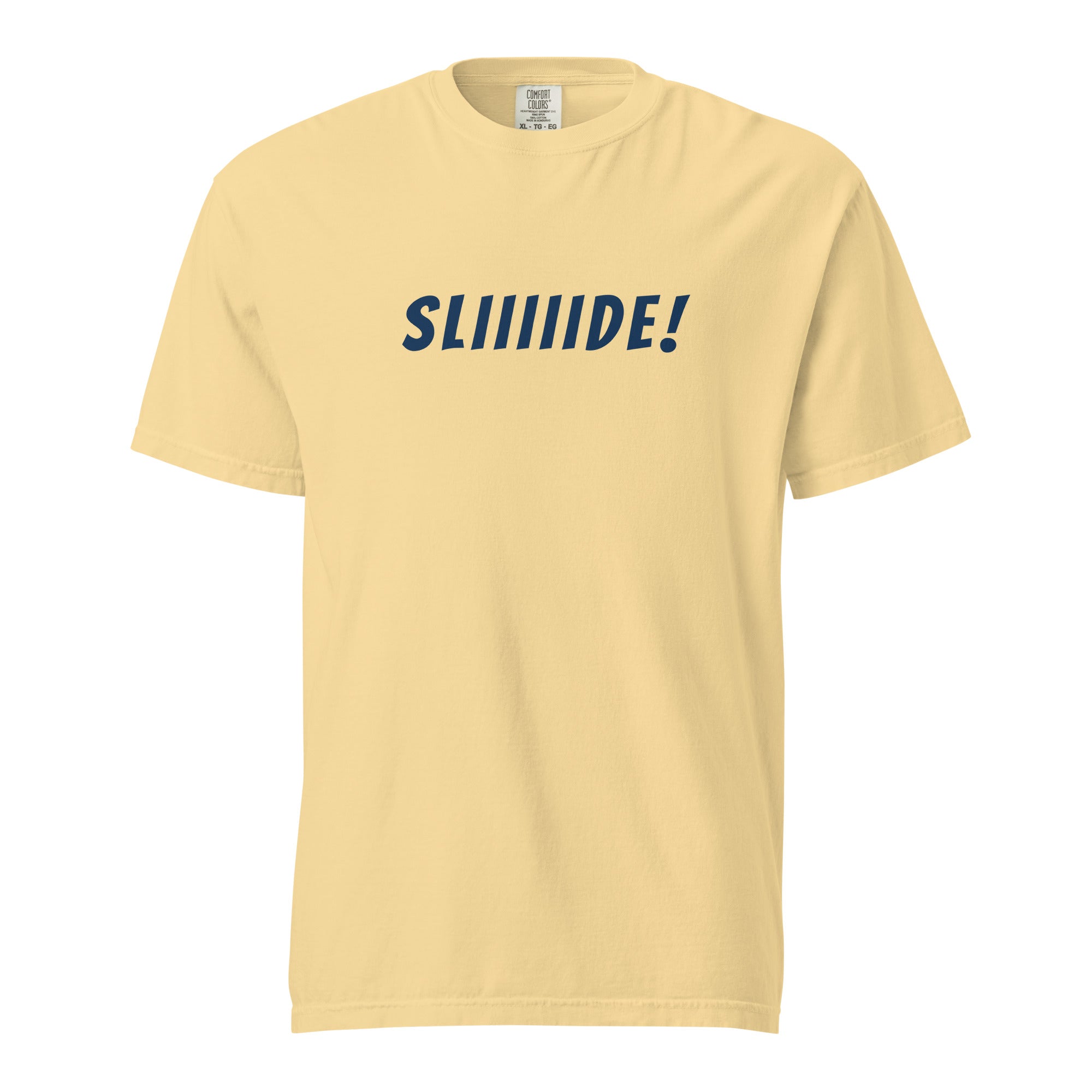 Lacrosse shirt with the GO2X Sliiiide! call-out design in bold lettering