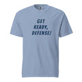 Lacrosse shirt with the GO2X Get Ready, Defense! call-out design in bold lettering