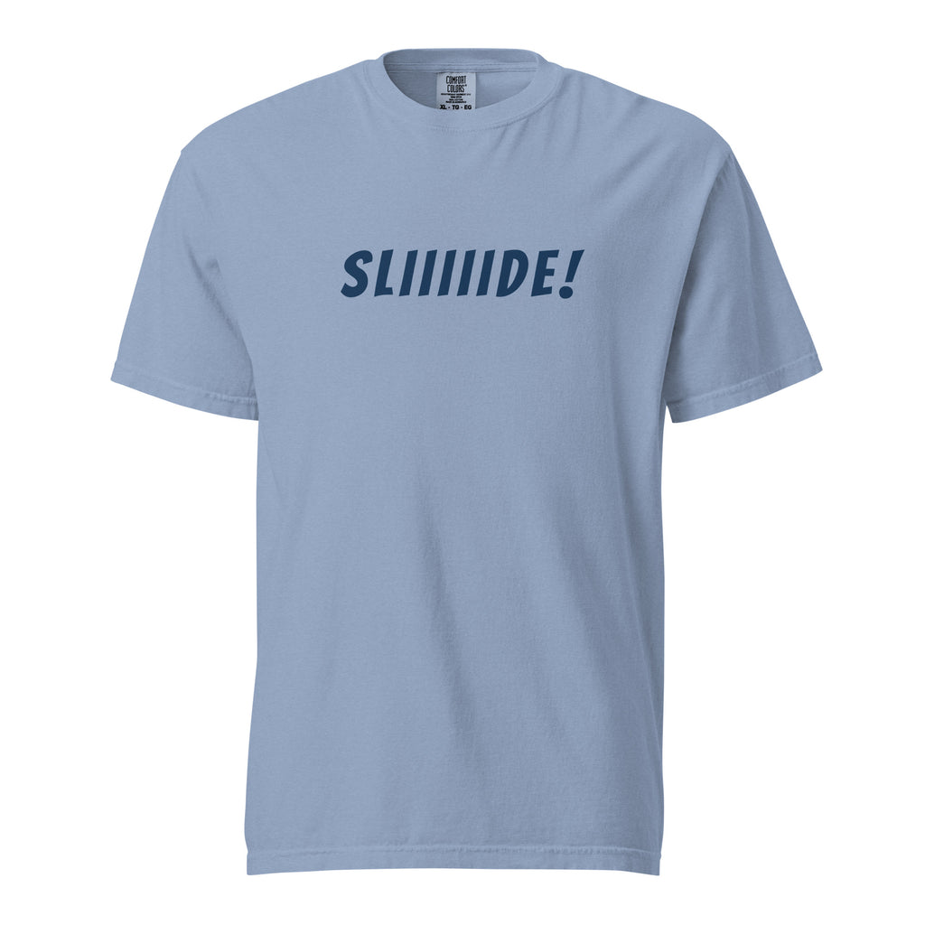 Lacrosse shirt with the GO2X Sliiiide! call-out design in bold lettering