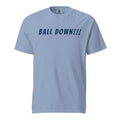 Lacrosse shirt with the GO2X Ball Down! call-out design in bold lettering