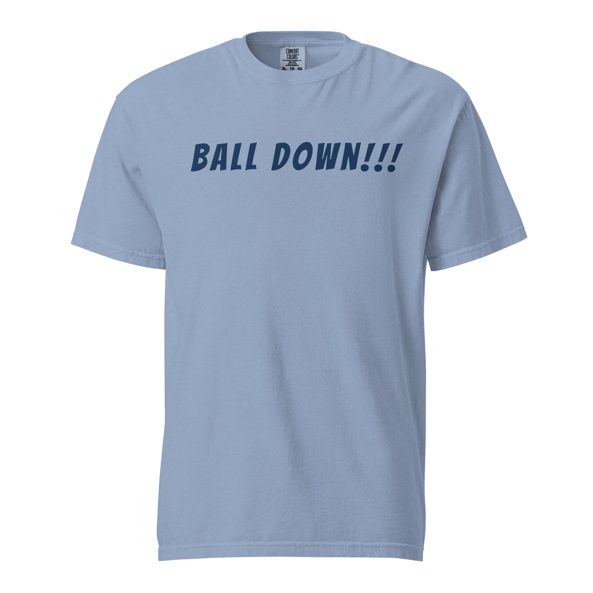 Lacrosse shirt with the GO2X Ball Down! call-out design in bold lettering