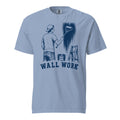 Lacrosse shirt with the GO2X Wall Work design, a man painting a wall with a lacrosse-head paint roller