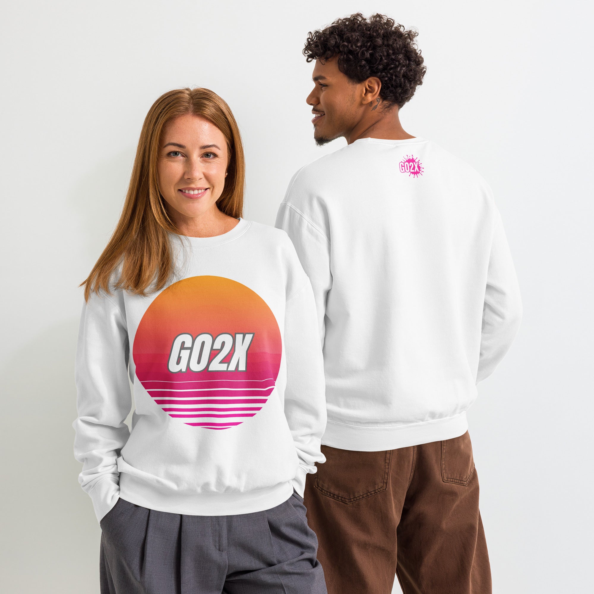 GO2X Sunset logo lacrosse crewneck sweatshirt in garment-dyed fleece