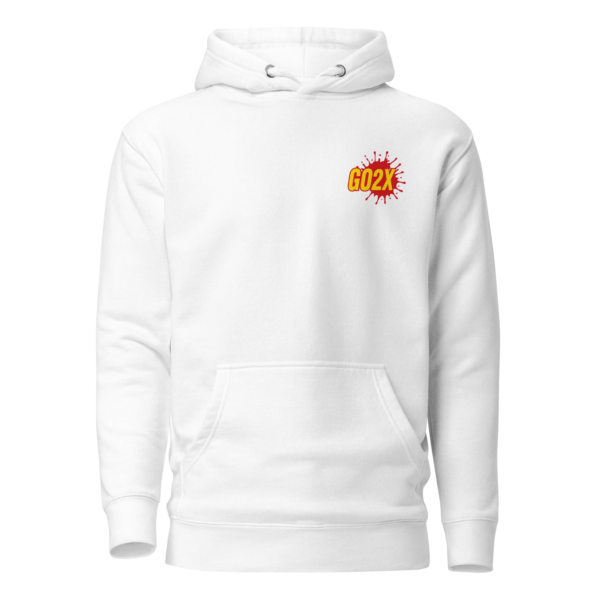GO2X Classic lacrosse hoodie with the red and yellow logo