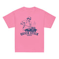 GO2X Quick Stick Chef youth lacrosse shirt with male design in Azalea, front view