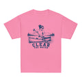 GO2X Clear the Water youth lacrosse shirt with female design in Azalea, front view