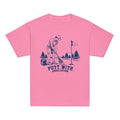 GO2X Putt with Precision youth lacrosse shirt with male design in Azalea, front view