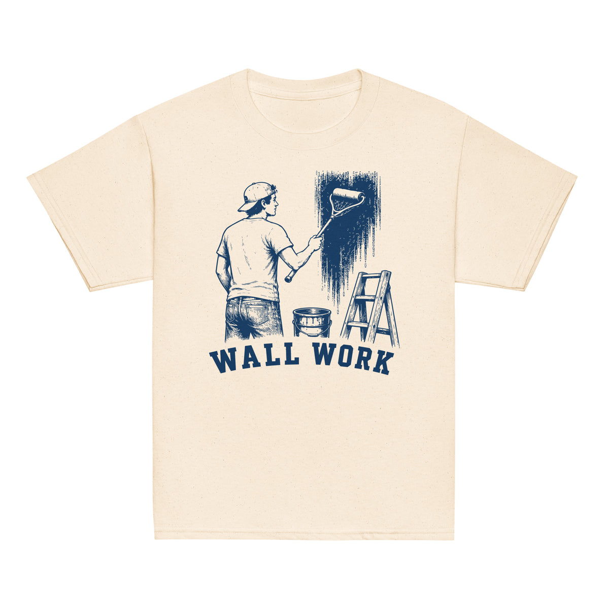 GO2X Wall Work youth lacrosse shirt with male design in Natural, front view