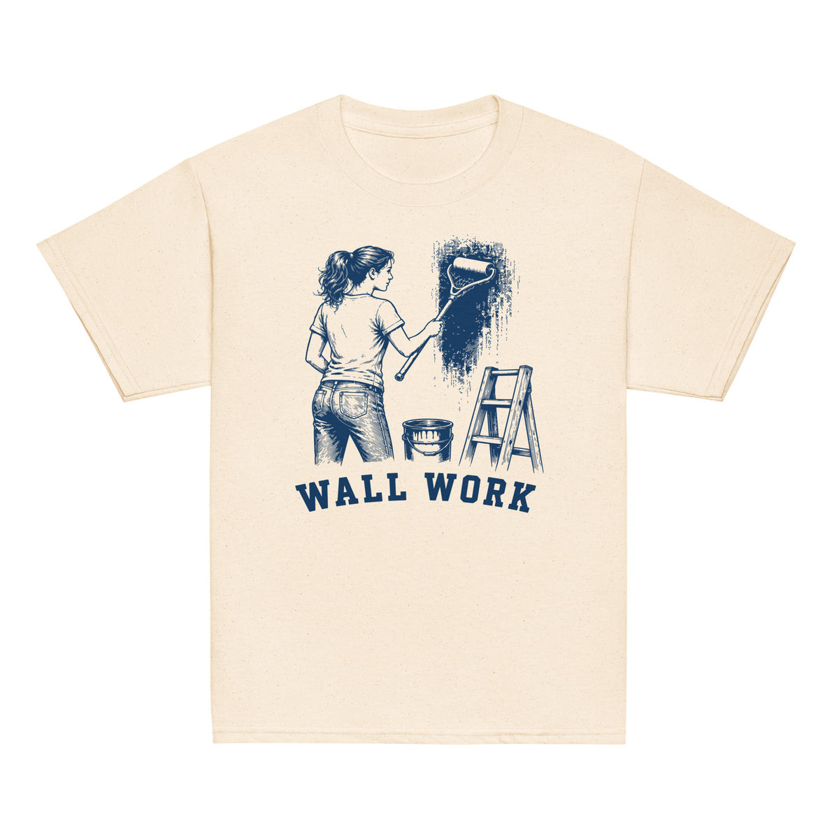 GO2X Wall Work youth lacrosse shirt with female design in Natural, front view