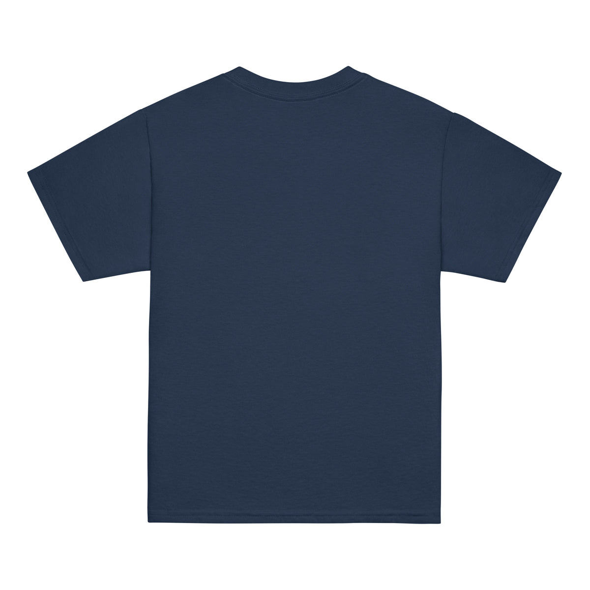 GO2X Classic youth lacrosse shirt with red & yellow logo in Navy, back view