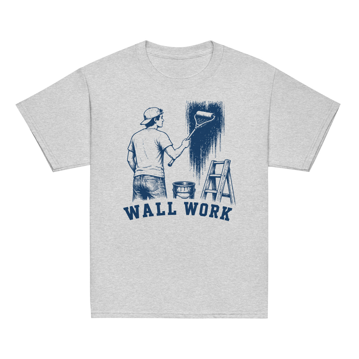 GO2X Wall Work youth lacrosse shirt with male design in Sport Grey, front view
