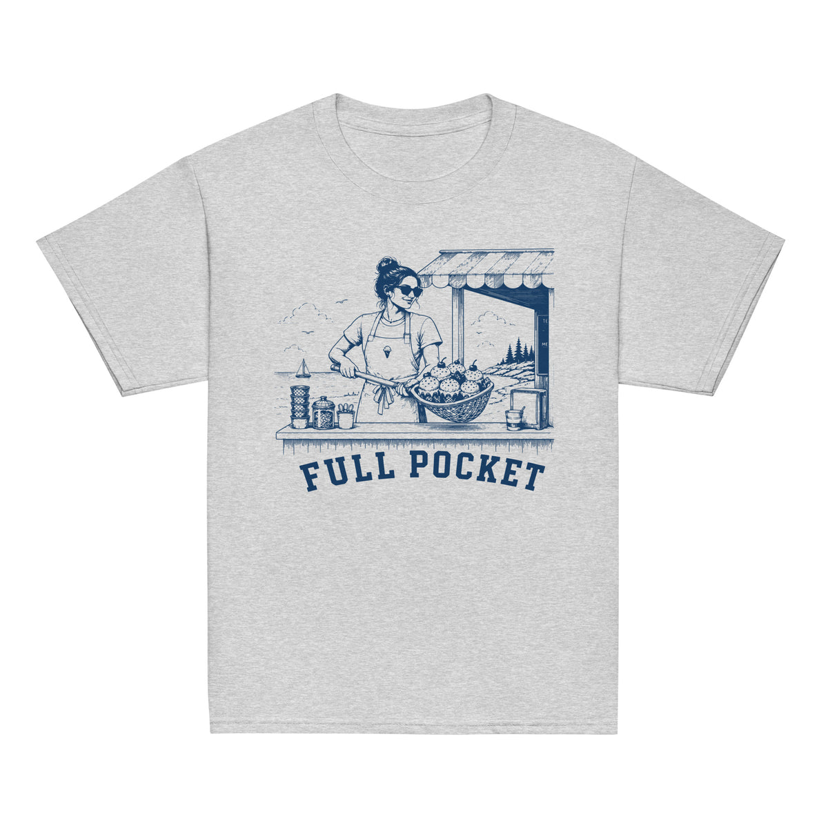 GO2X Full Pocket youth lacrosse shirt with female design in Sport Grey, front view