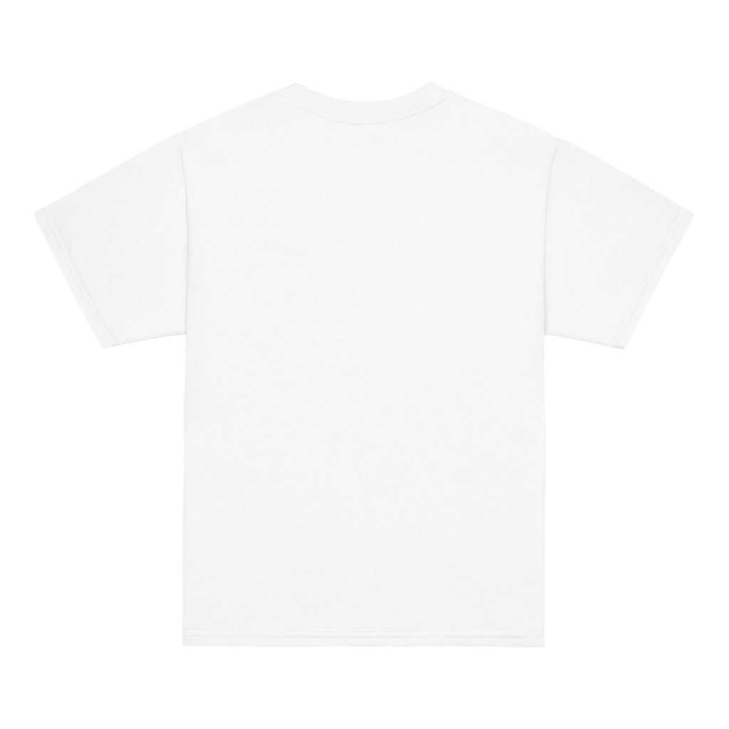 GO2X Good Strings Good Times youth lacrosse shirt with female design in White, back view